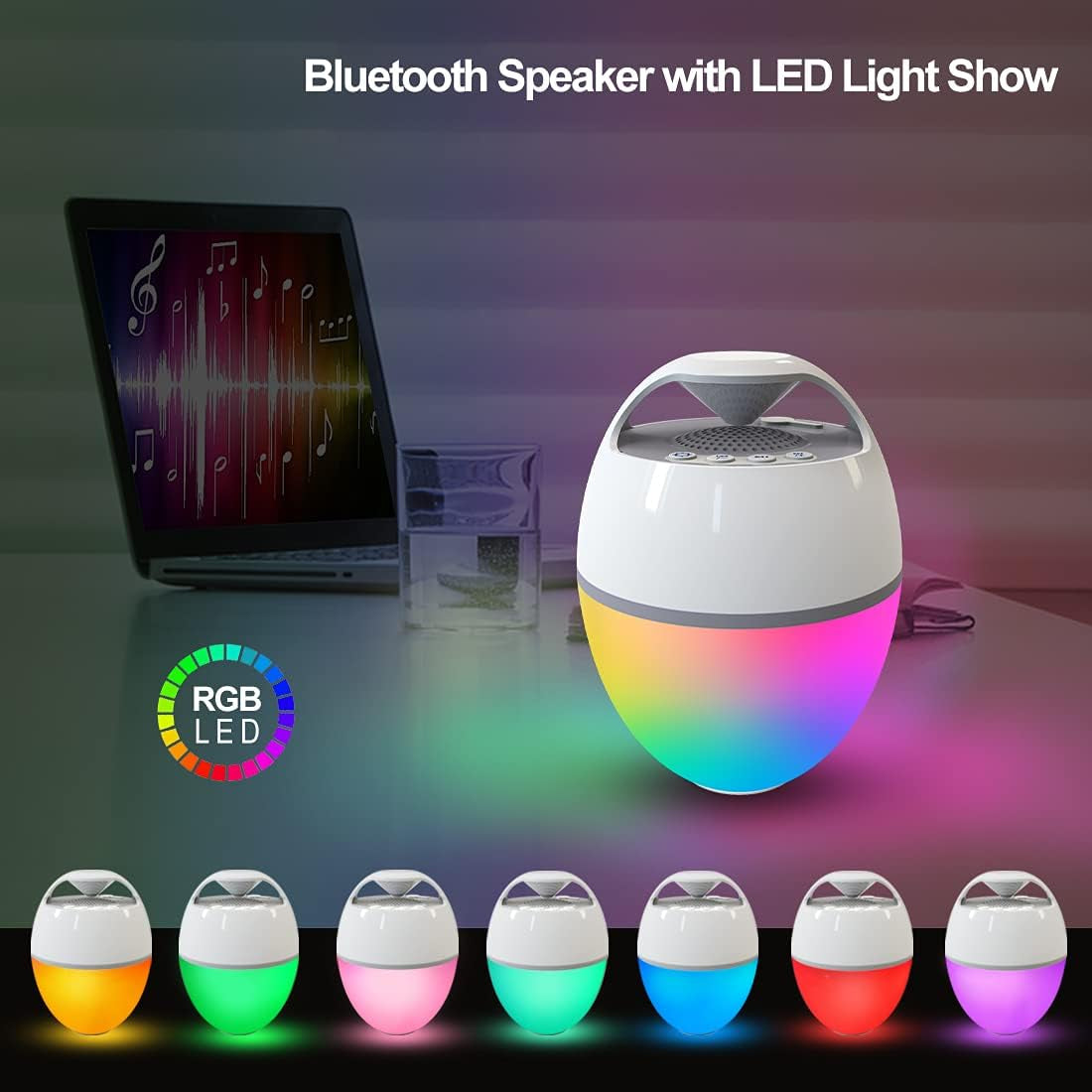 Floating Pool Speaker with Lights, Portable Bluetooth IP68 Waterproof Hot Tub Speaker for Outdoor Sports Home Party, Louder Volume, Rich Bass, Mic, 82 Ft Wireless Range